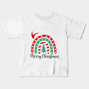 Boho Rainow Merry Christmas Kids T-Shirt